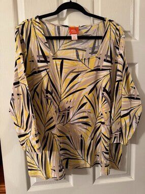 Heart of Palm Women's Plus Size Square Neckline 3/4- Sleeve Top